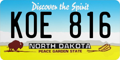 ND license plate KOE816