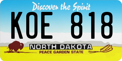 ND license plate KOE818