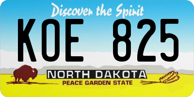 ND license plate KOE825