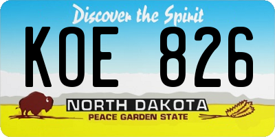 ND license plate KOE826