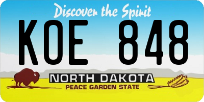 ND license plate KOE848