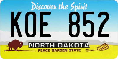 ND license plate KOE852