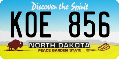 ND license plate KOE856