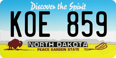ND license plate KOE859