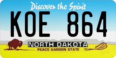 ND license plate KOE864