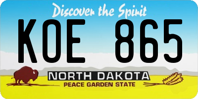 ND license plate KOE865