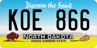 ND license plate KOE866