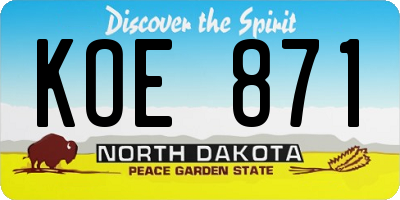 ND license plate KOE871