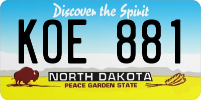 ND license plate KOE881