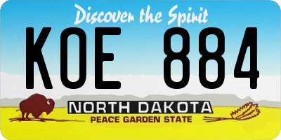 ND license plate KOE884