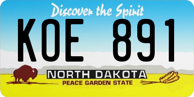 ND license plate KOE891