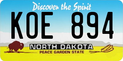 ND license plate KOE894