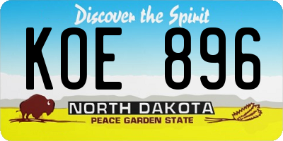 ND license plate KOE896
