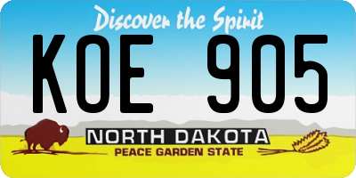 ND license plate KOE905