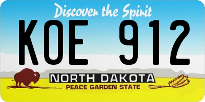 ND license plate KOE912