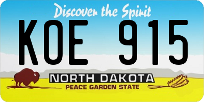 ND license plate KOE915