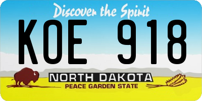ND license plate KOE918