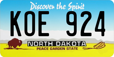 ND license plate KOE924