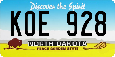 ND license plate KOE928