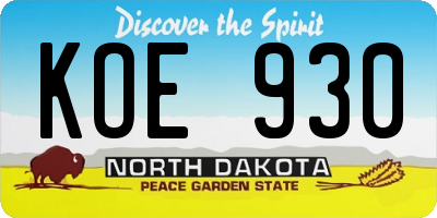 ND license plate KOE930