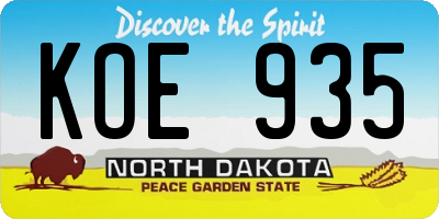 ND license plate KOE935