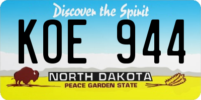 ND license plate KOE944