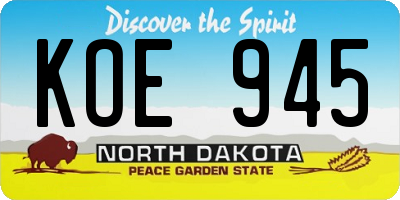 ND license plate KOE945