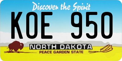 ND license plate KOE950