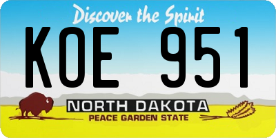 ND license plate KOE951