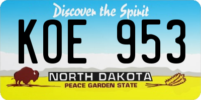 ND license plate KOE953