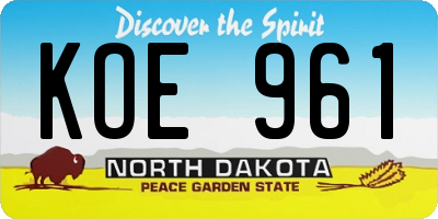 ND license plate KOE961