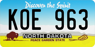 ND license plate KOE963