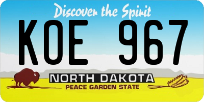 ND license plate KOE967