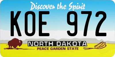 ND license plate KOE972