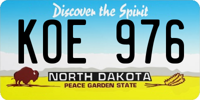 ND license plate KOE976