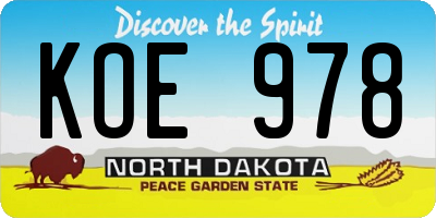 ND license plate KOE978