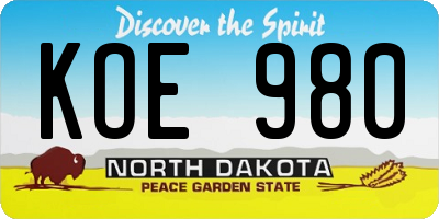 ND license plate KOE980