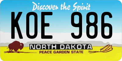 ND license plate KOE986