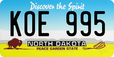 ND license plate KOE995