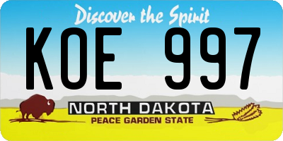 ND license plate KOE997