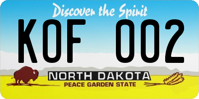 ND license plate KOF002