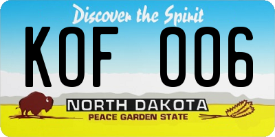 ND license plate KOF006