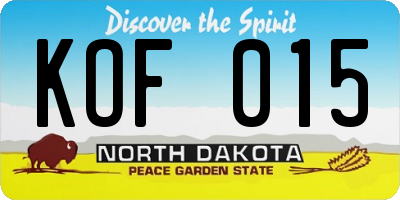 ND license plate KOF015