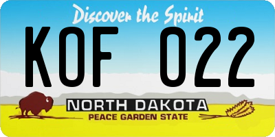 ND license plate KOF022
