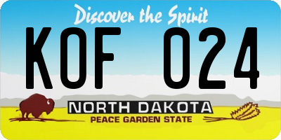 ND license plate KOF024