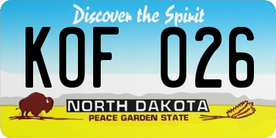 ND license plate KOF026
