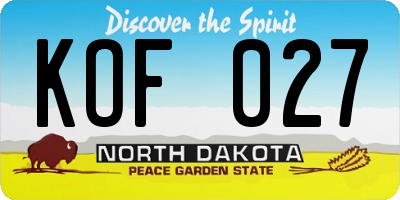 ND license plate KOF027