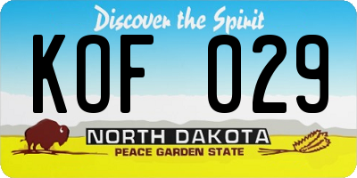 ND license plate KOF029