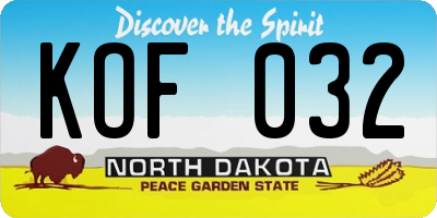 ND license plate KOF032