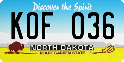 ND license plate KOF036